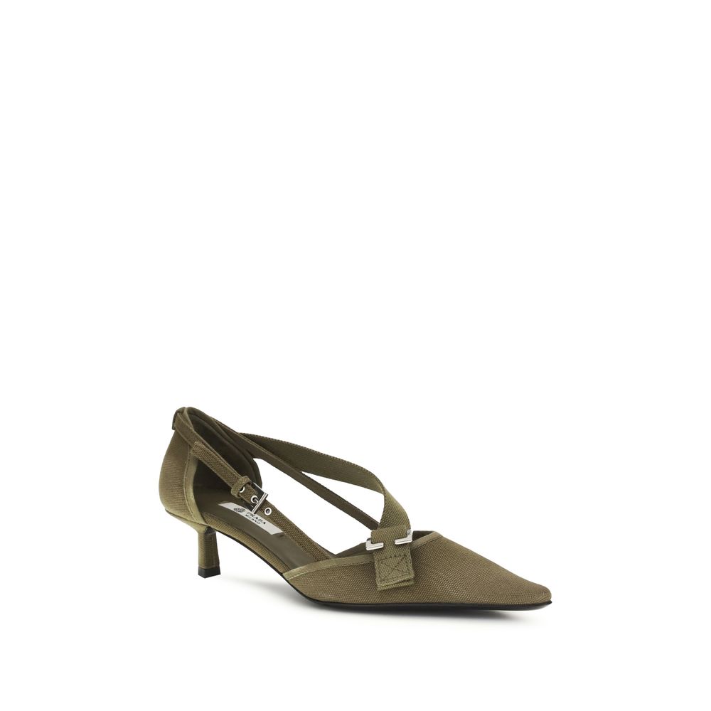 Prada Bicolor Cotton Mid Heel Pumps - Luxury Boutique Co