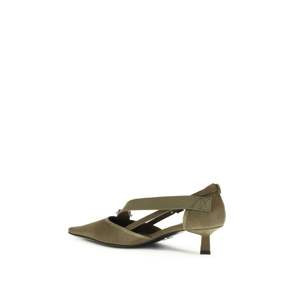 Prada Bicolor Cotton Mid Heel Pumps - Luxury Boutique Co