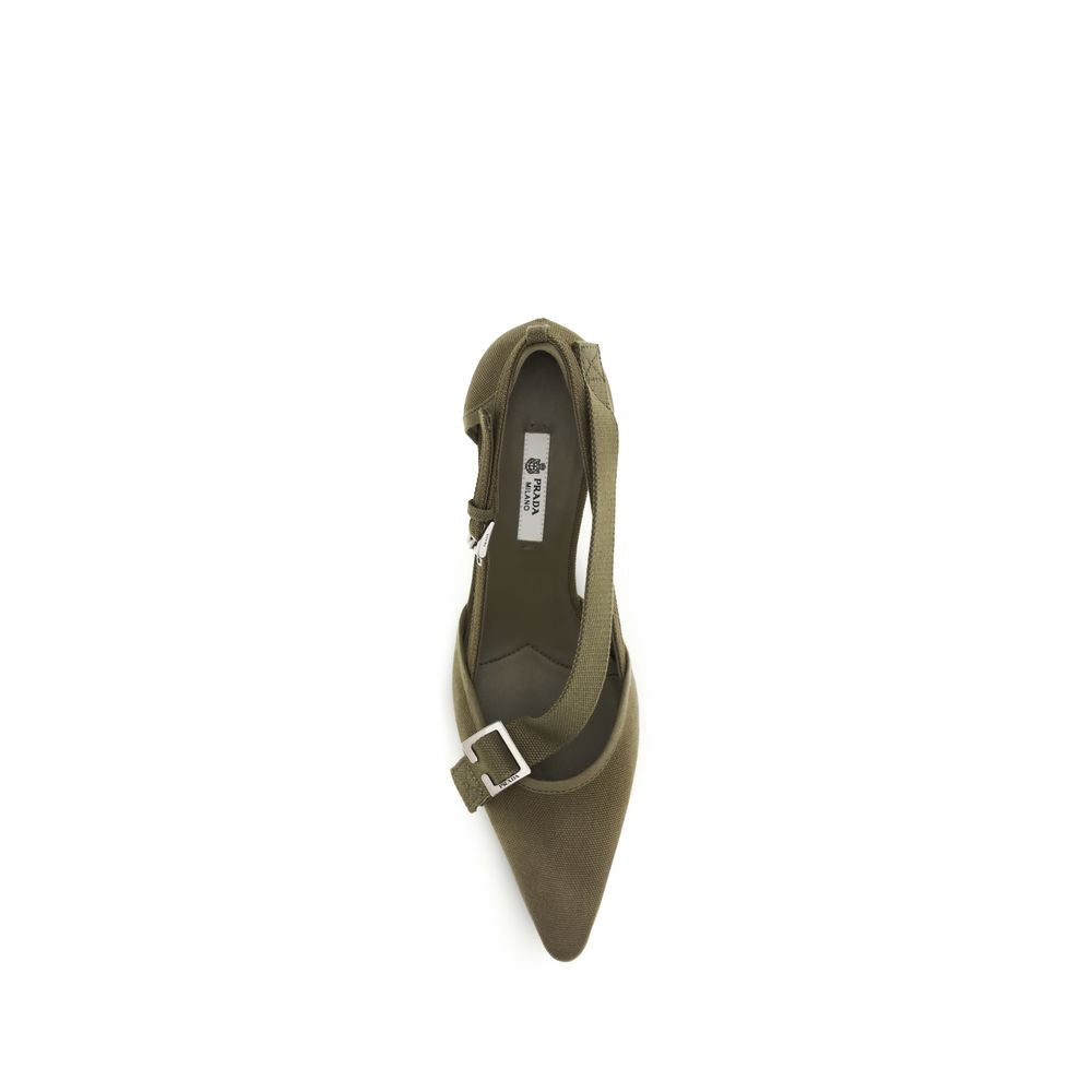 Prada Bicolor Cotton Mid Heel Pumps - Luxury Boutique Co
