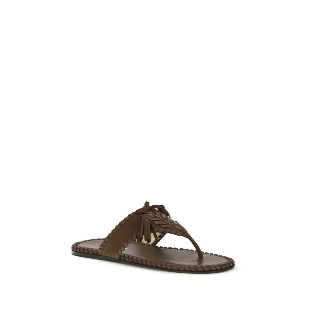 Prada Brown Calf Leather Bos Taurus Flat Sandals - Luxury Boutique Co