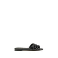 Saint Laurent Black Calf Leather Bos Taurus Flat Sandals - Luxury Boutique Co