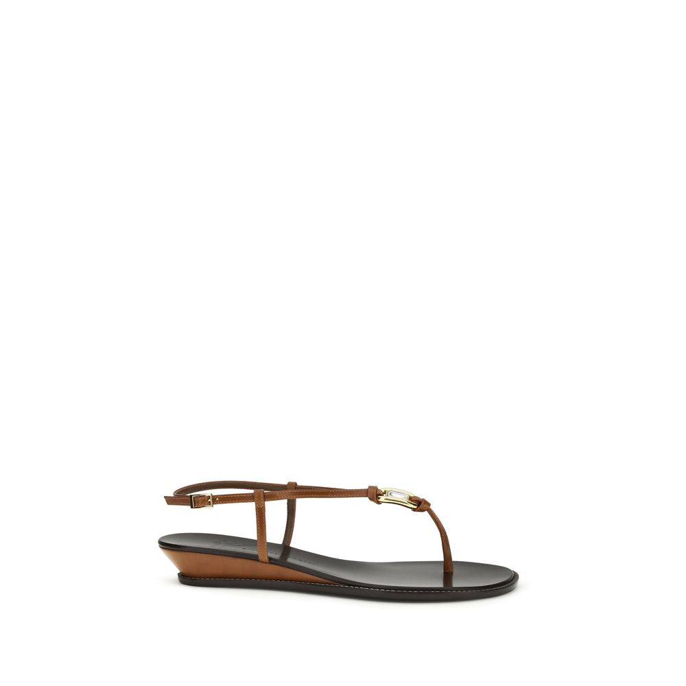 Giuseppe Zanotti Brown Calf Leather Bos Taurus Wedge Sandals - Luxury Boutique Co