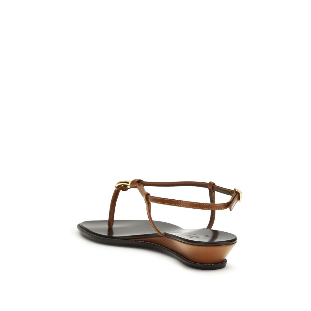Giuseppe Zanotti Brown Calf Leather Bos Taurus Wedge Sandals - Luxury Boutique Co