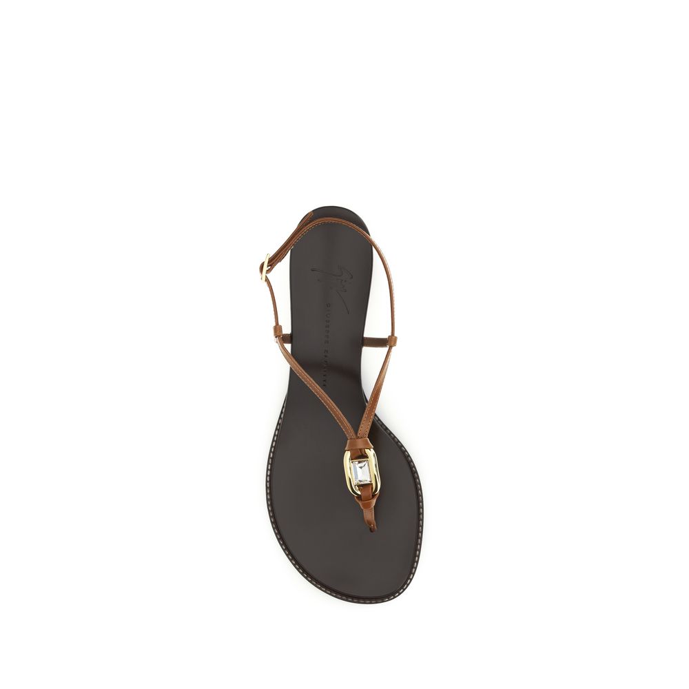 Giuseppe Zanotti Brown Calf Leather Bos Taurus Wedge Sandals - Luxury Boutique Co