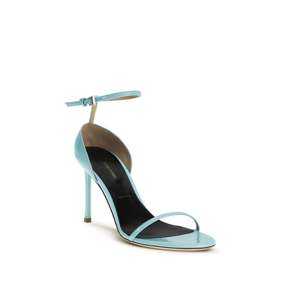 Tom Ford Blue Calf Leather Bos Taurus Stiletto Heel Sandals - Luxury Boutique Co