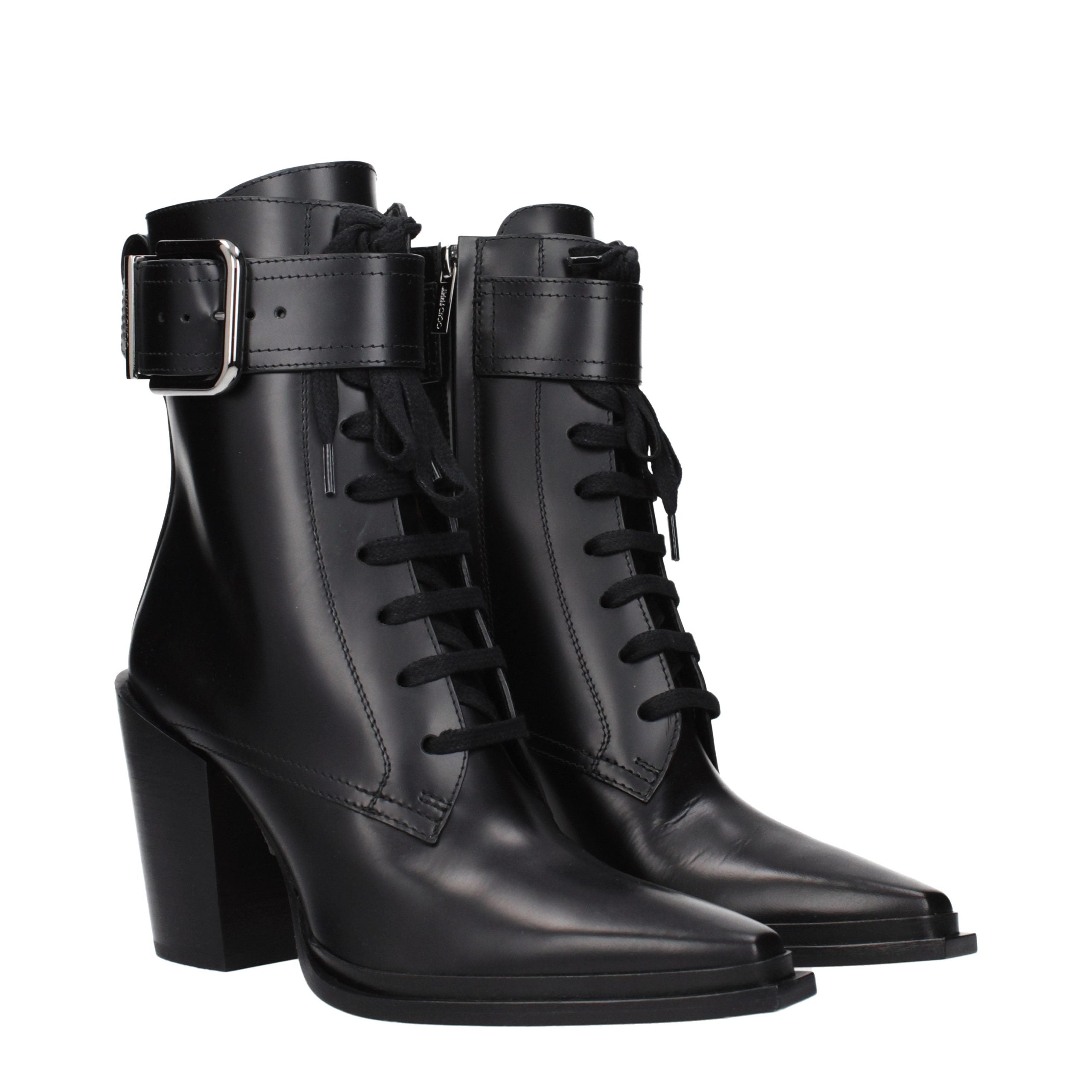 Jimmy Choo Black Leather Ankle Boots - Luxury Boutique Co