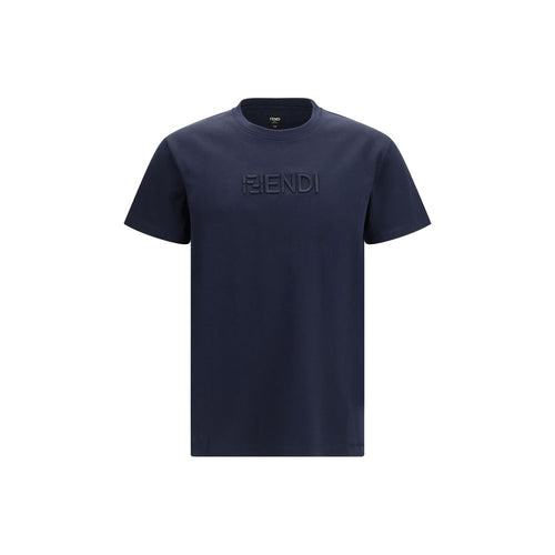 Fendi Blue Cotton T-Shirt - Luxury Boutique Co