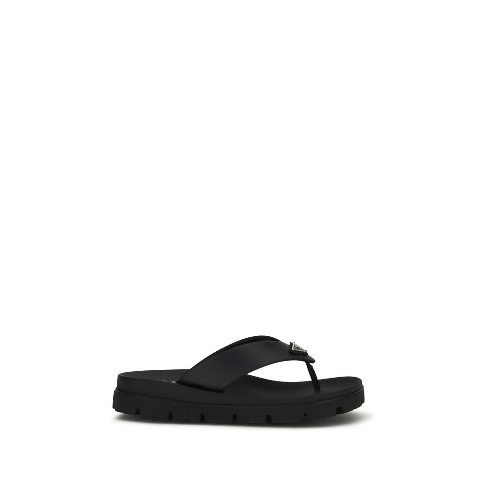 Prada Brown Calf Leather Bos Taurus Flat Sandals - Luxury Boutique Co
