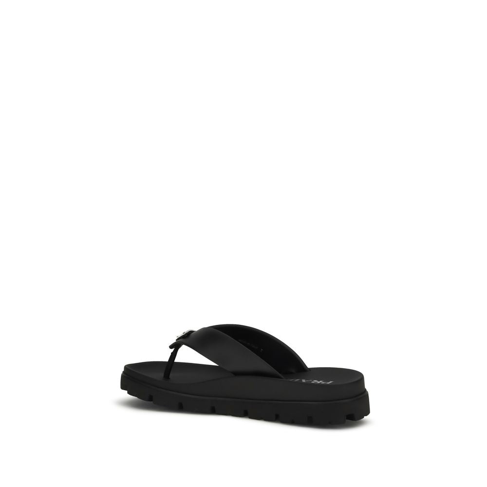 Prada Brown Calf Leather Bos Taurus Flat Sandals - Luxury Boutique Co