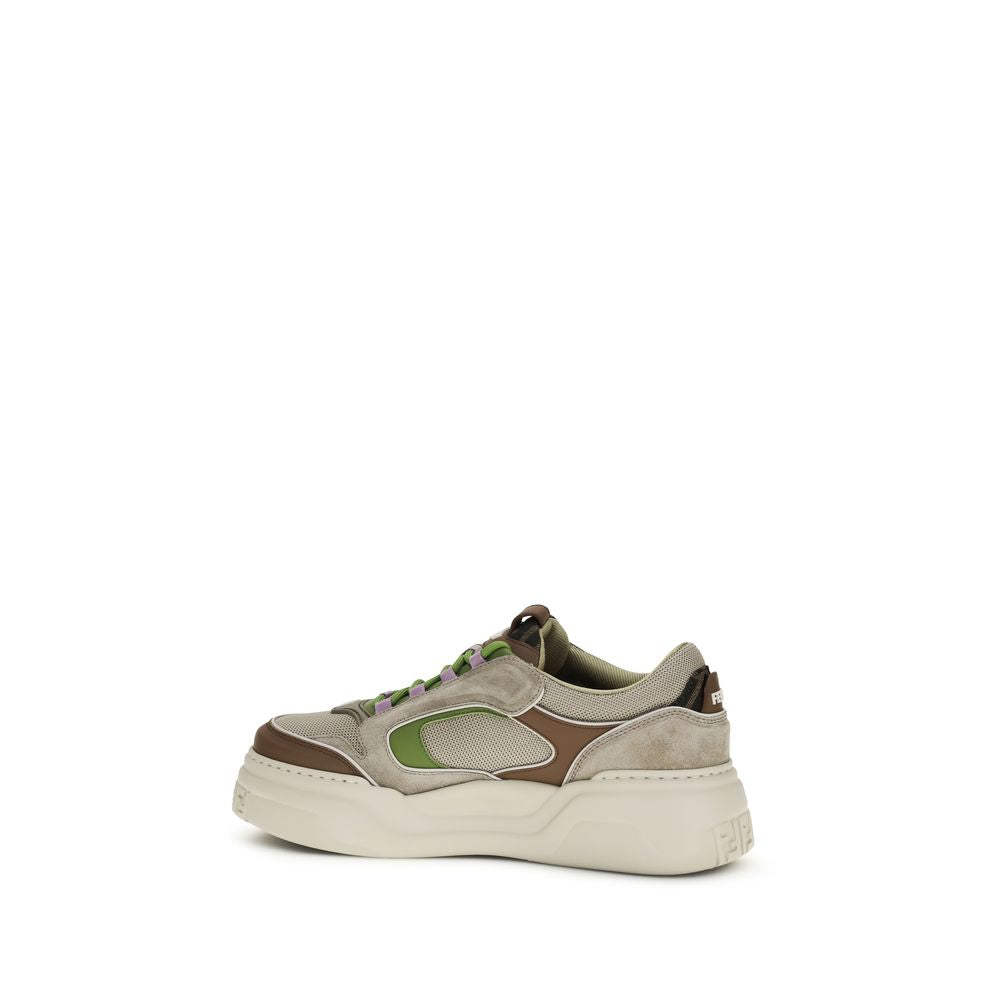 Fendi Brown Calf Leather Bos Taurus Chunky Sneakers - Luxury Boutique Co