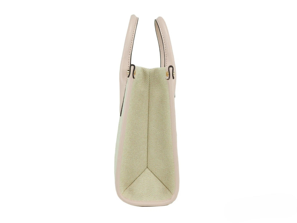 Michael Kors Mirella Small Powder Blush Canvas Shopper Crossbody Handbag Purse - Luxury Boutique Co