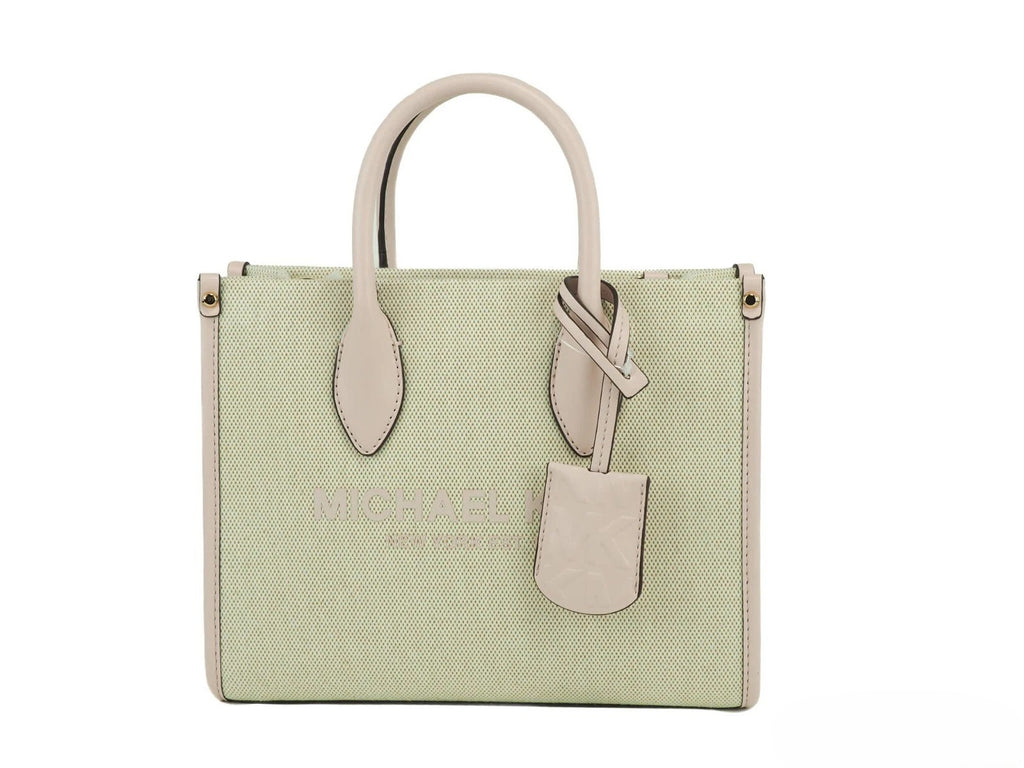 Michael Kors Mirella Small Powder Blush Canvas Shopper Crossbody Handbag Purse - Luxury Boutique Co