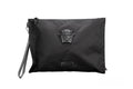 Versace Large Black Nylon Fabric Medusa Convertible Pouch Clutch Wristlet Bag - Luxury Boutique Co