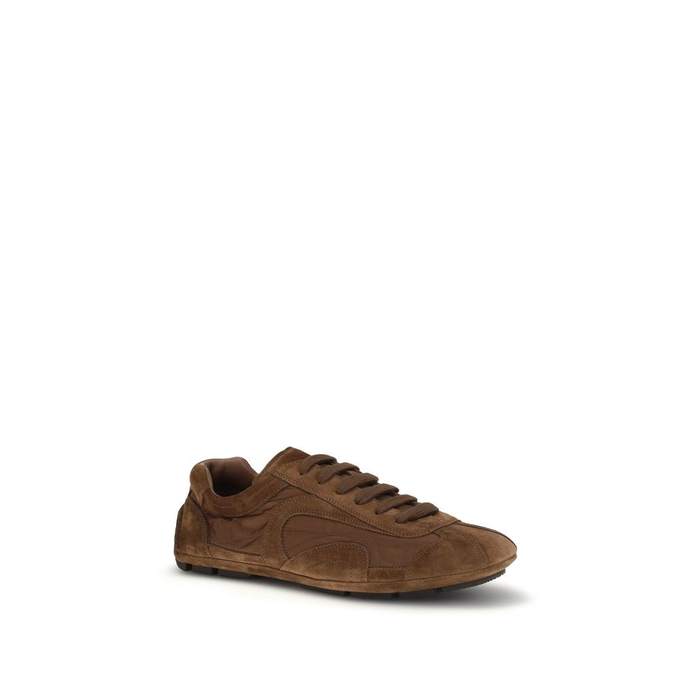 Prada Brown Calf Leather Bos Taurus Low Top Sneakers - Luxury Boutique Co