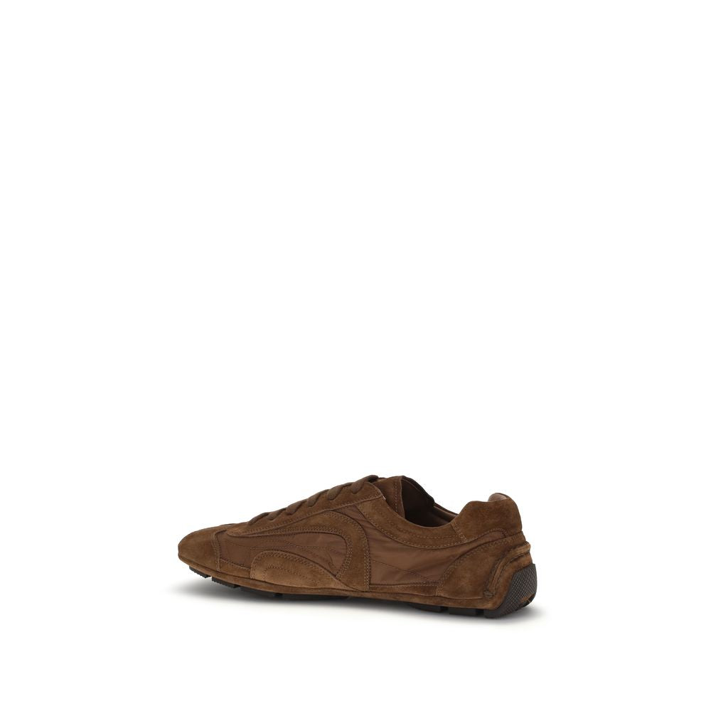 Prada Brown Calf Leather Bos Taurus Low Top Sneakers - Luxury Boutique Co
