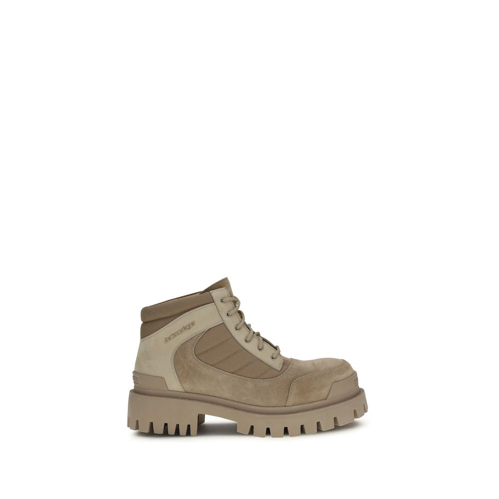 Balenciaga Beige Cotton Lace-Up Boots - Luxury Boutique Co