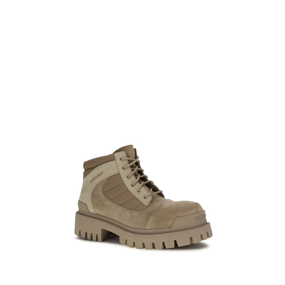 Balenciaga Beige Cotton Lace-Up Boots - Luxury Boutique Co