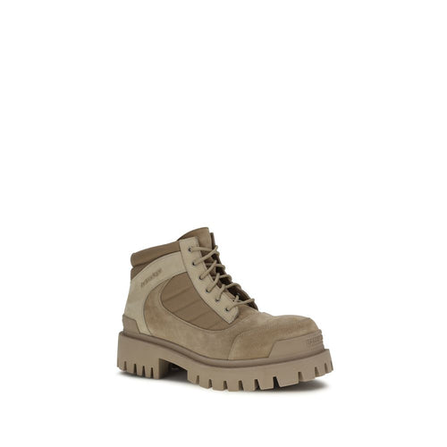 Balenciaga Beige Cotton Lace-Up Boots - Luxury Boutique Co