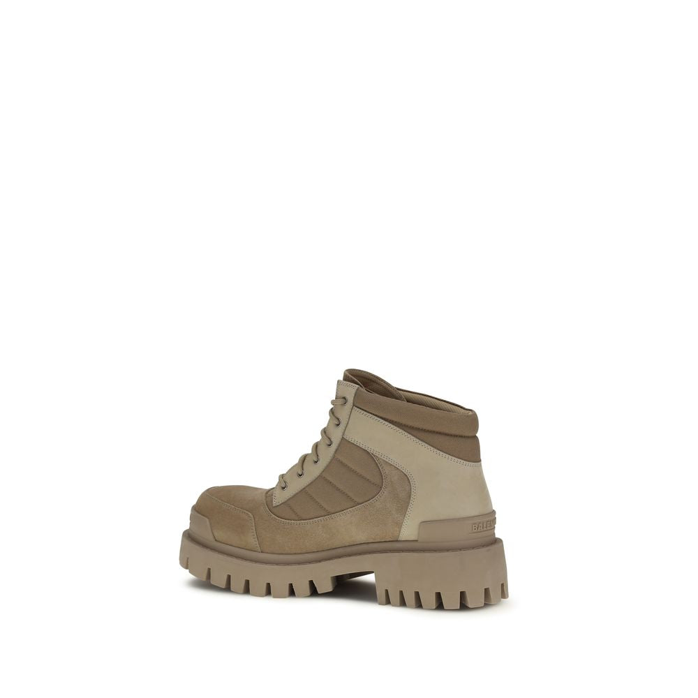 Balenciaga Beige Cotton Lace-Up Boots - Luxury Boutique Co