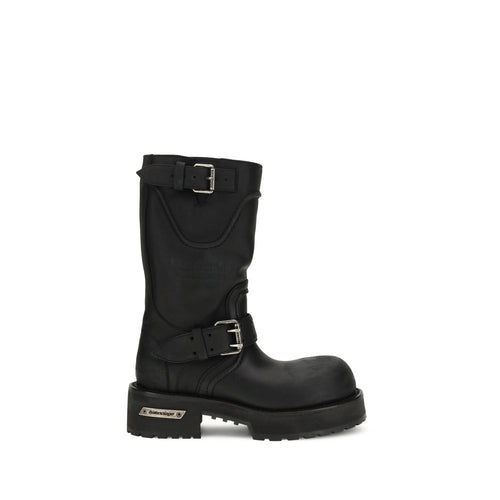 Balenciaga Black Calf Leather Bos Taurus Lace-Up Boots - Luxury Boutique Co