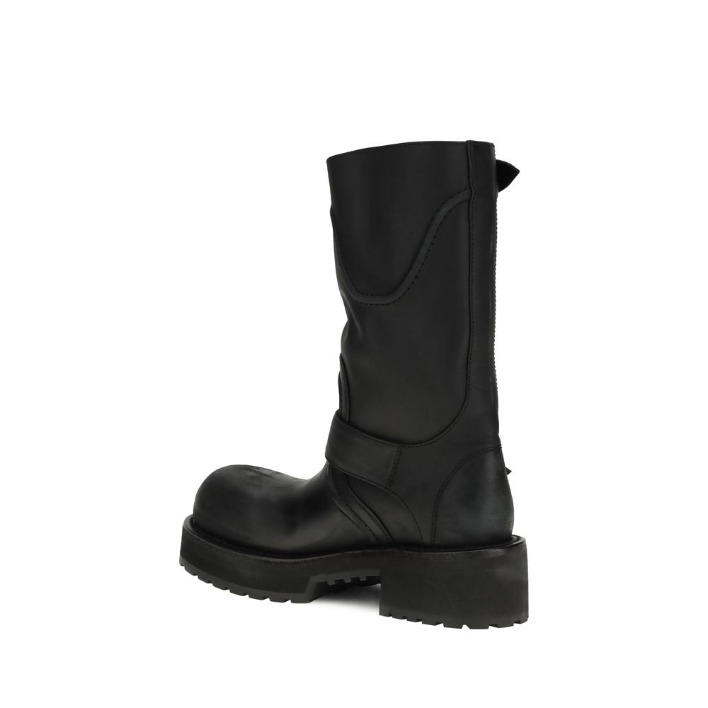 Balenciaga Black Calf Leather Bos Taurus Lace-Up Boots - Luxury Boutique Co