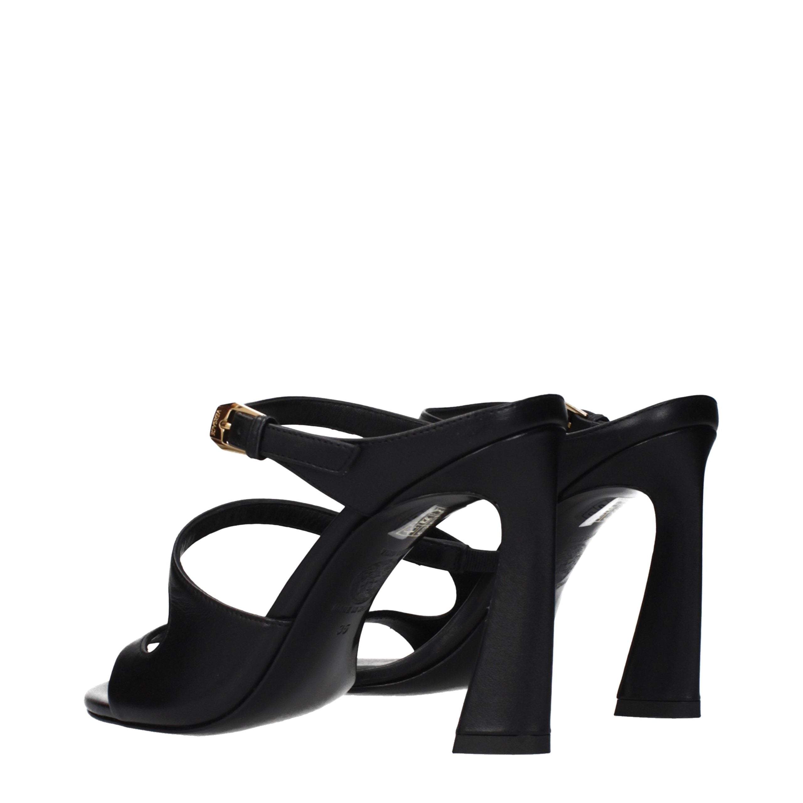 Versace Black Leather Stiletto Heel Sandals - Luxury Boutique Co