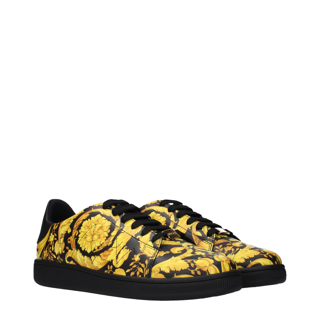 Versace Black Leather Chunky Sneakers - Luxury Boutique Co