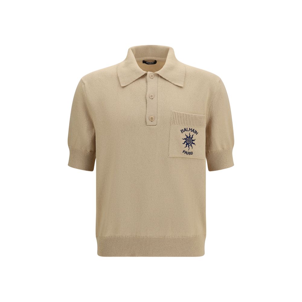 Balmain Beige Cotton Polo Shirt - Luxury Boutique Co