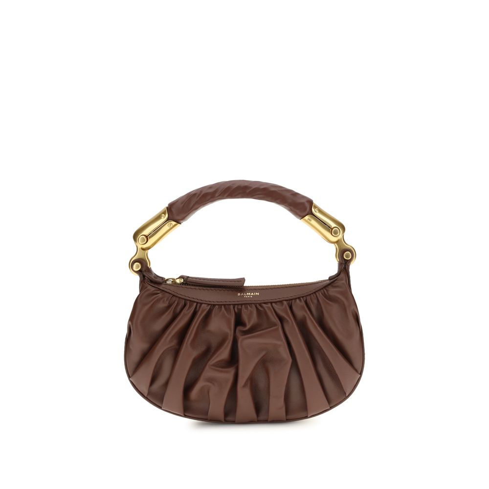 Balmain Brown Calf Leather Bos Taurus Shoulder Bag - Luxury Boutique Co
