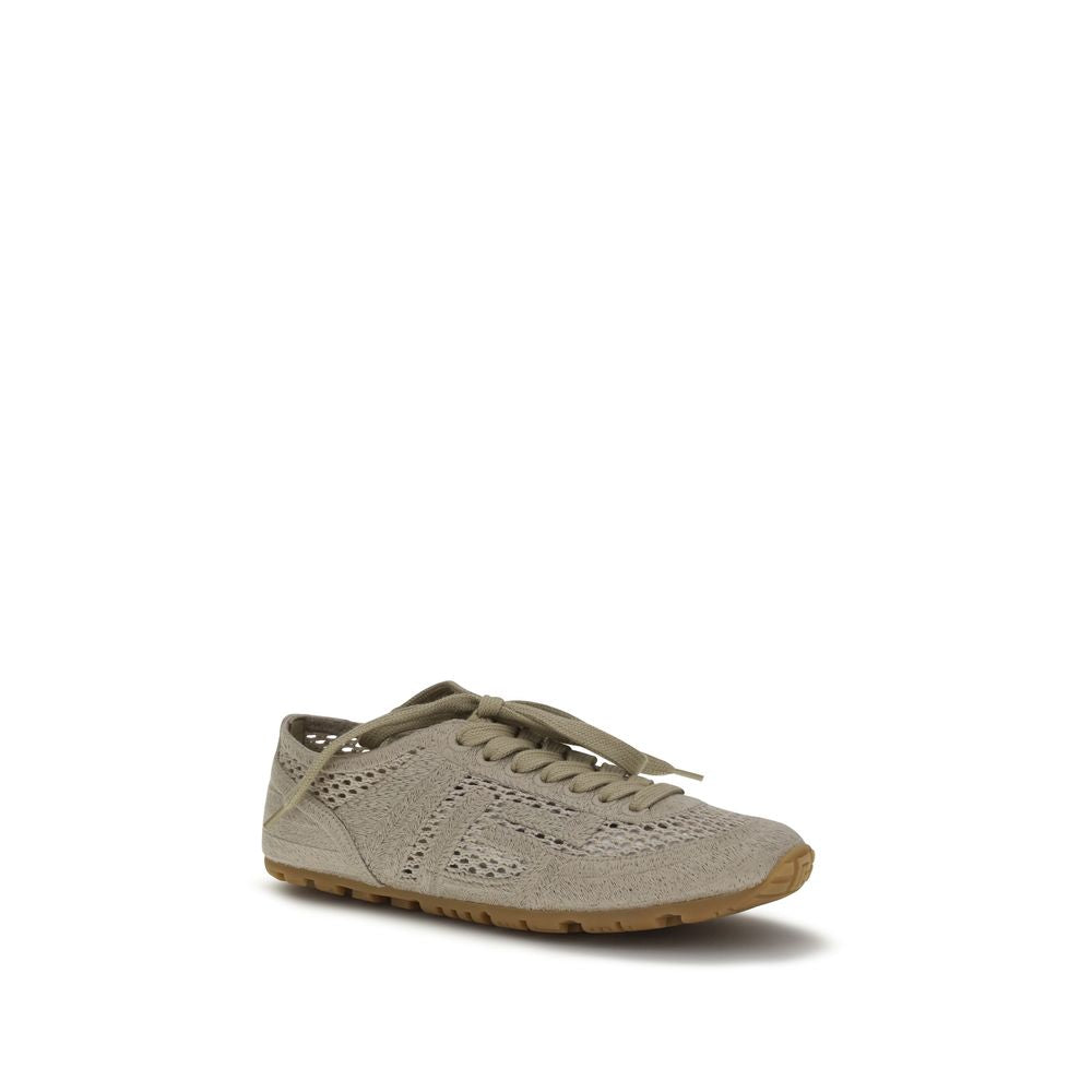 Balmain Beige Cotton Athletic Sneakers - Luxury Boutique Co