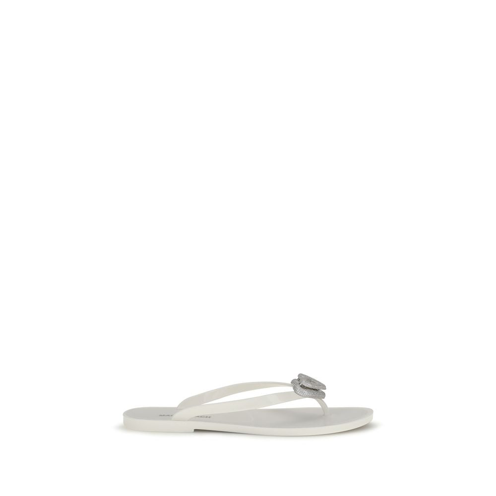 MACH & MACH White Rubber Flat Sandals - Luxury Boutique Co