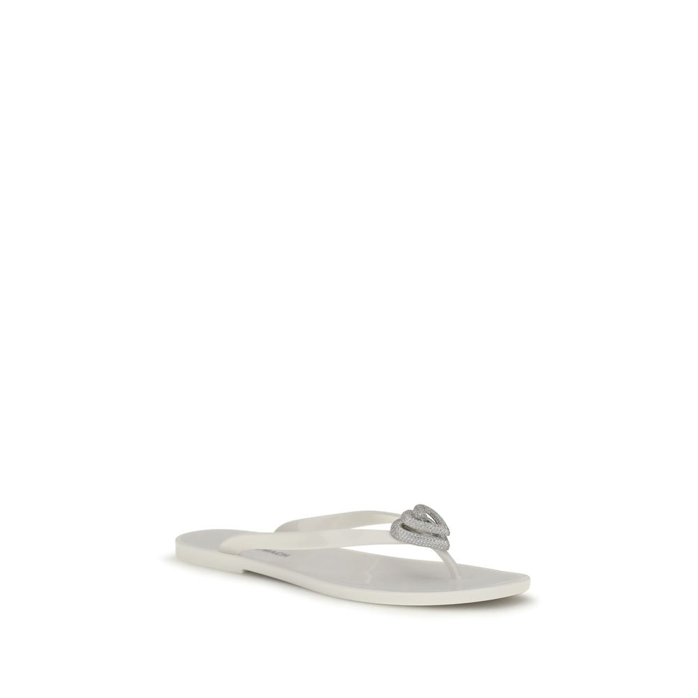 MACH & MACH White Rubber Flat Sandals - Luxury Boutique Co