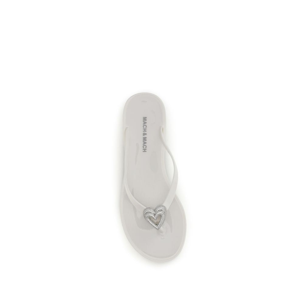 MACH & MACH White Rubber Flat Sandals - Luxury Boutique Co