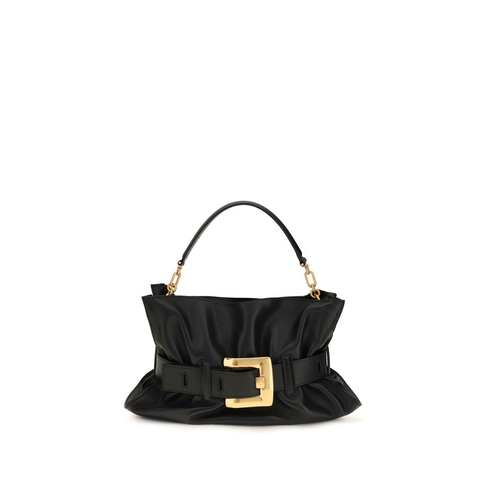 Balmain Black Calf Leather Bos Taurus Shoulder Bag - Luxury Boutique Co