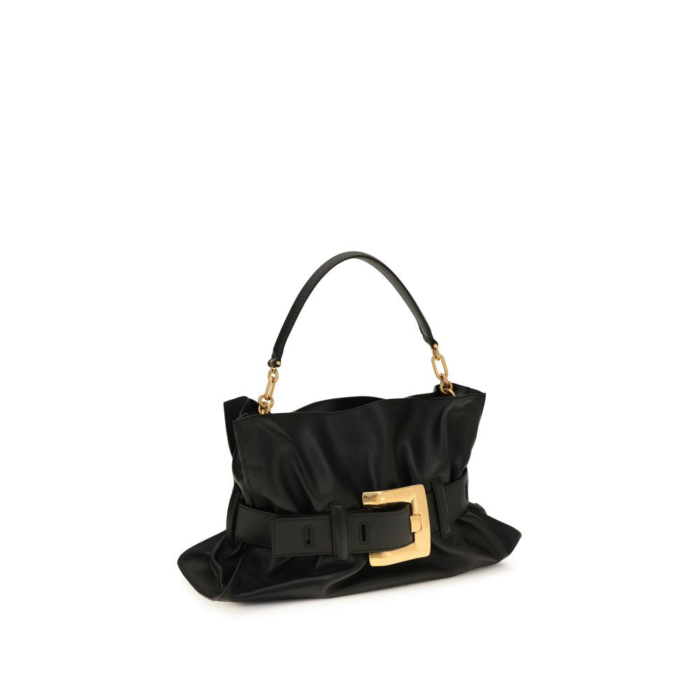 Balmain Black Calf Leather Bos Taurus Shoulder Bag - Luxury Boutique Co