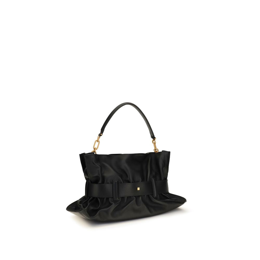 Balmain Black Calf Leather Bos Taurus Shoulder Bag - Luxury Boutique Co