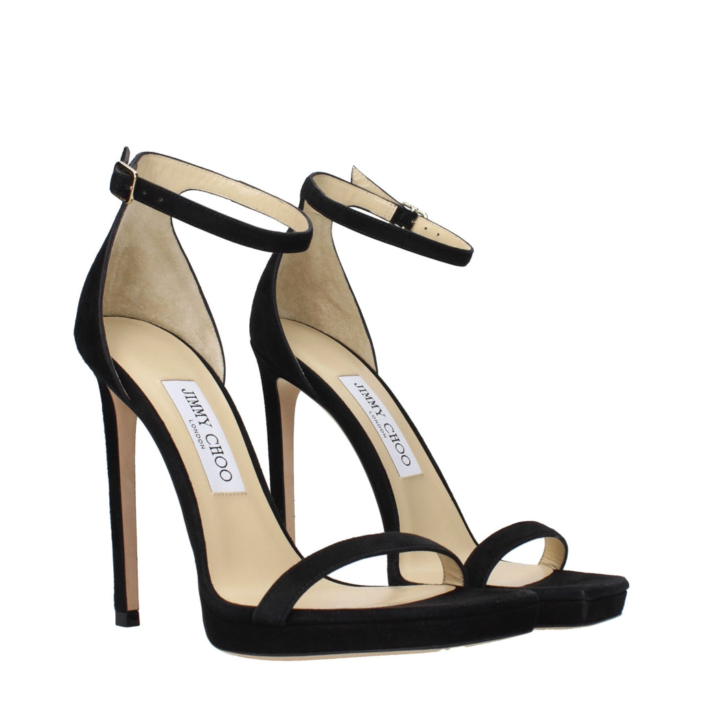 Jimmy Choo Black Leather Stiletto Heel Sandals - Luxury Boutique Co
