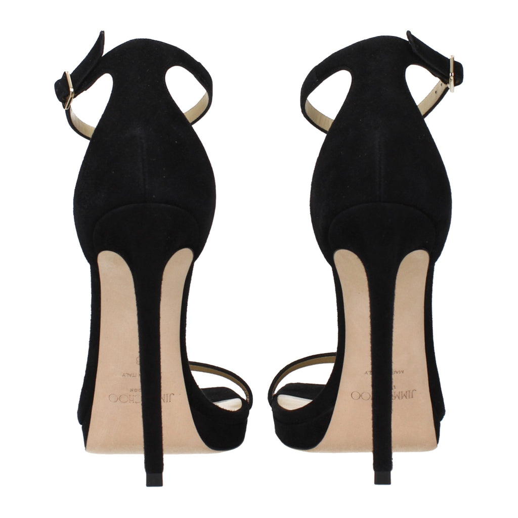 Jimmy Choo Black Leather Stiletto Heel Sandals - Luxury Boutique Co