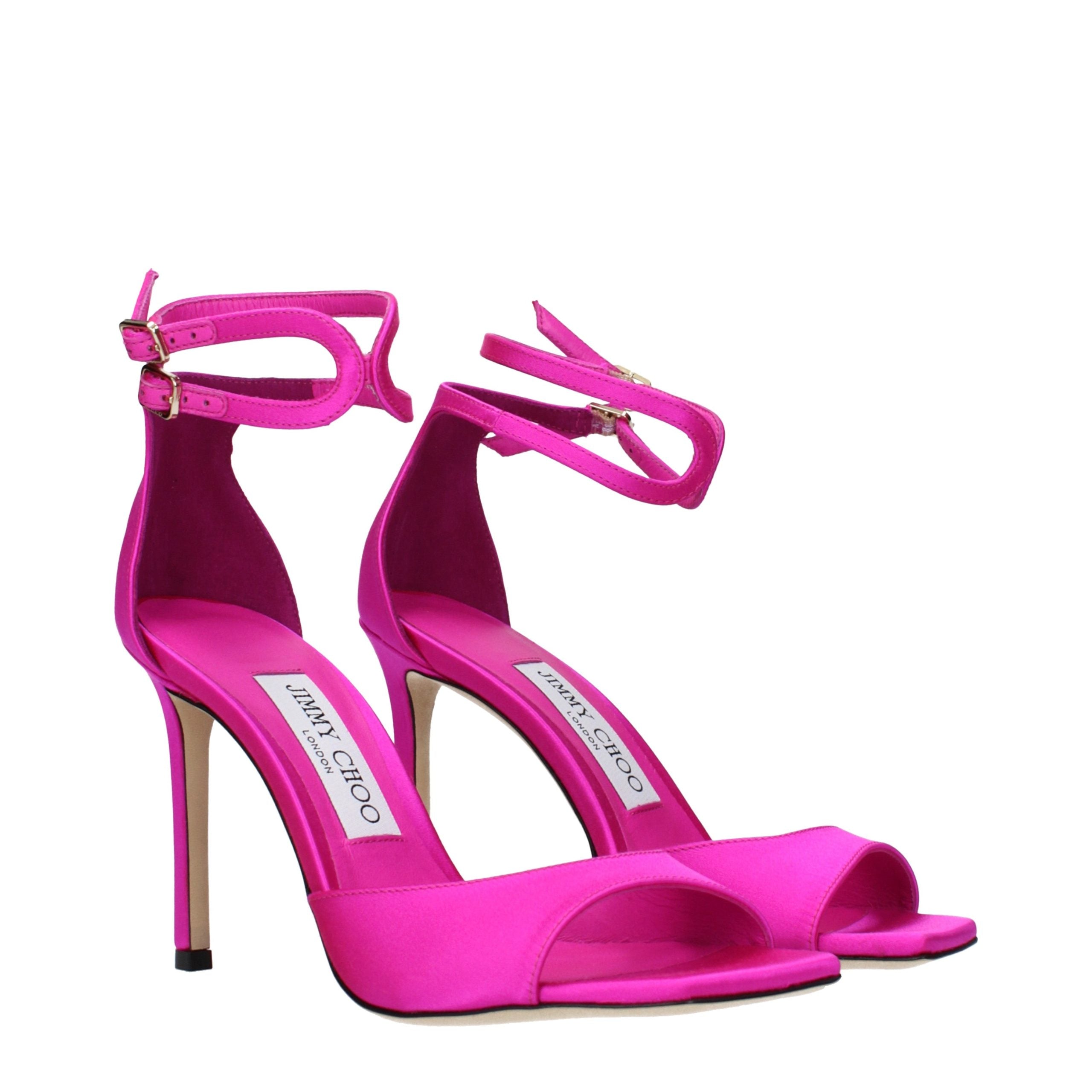 Jimmy Choo Pink Satin Stiletto Heel Sandals - Luxury Boutique Co