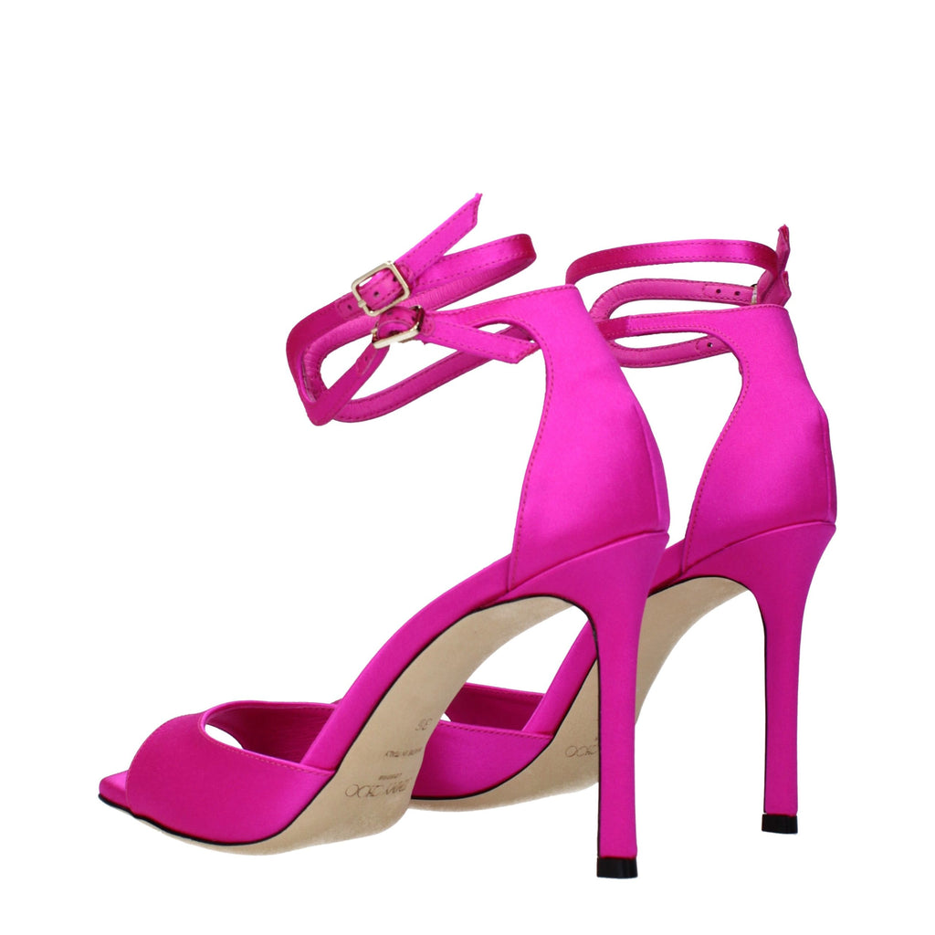 Jimmy Choo Pink Satin Stiletto Heel Sandals - Luxury Boutique Co