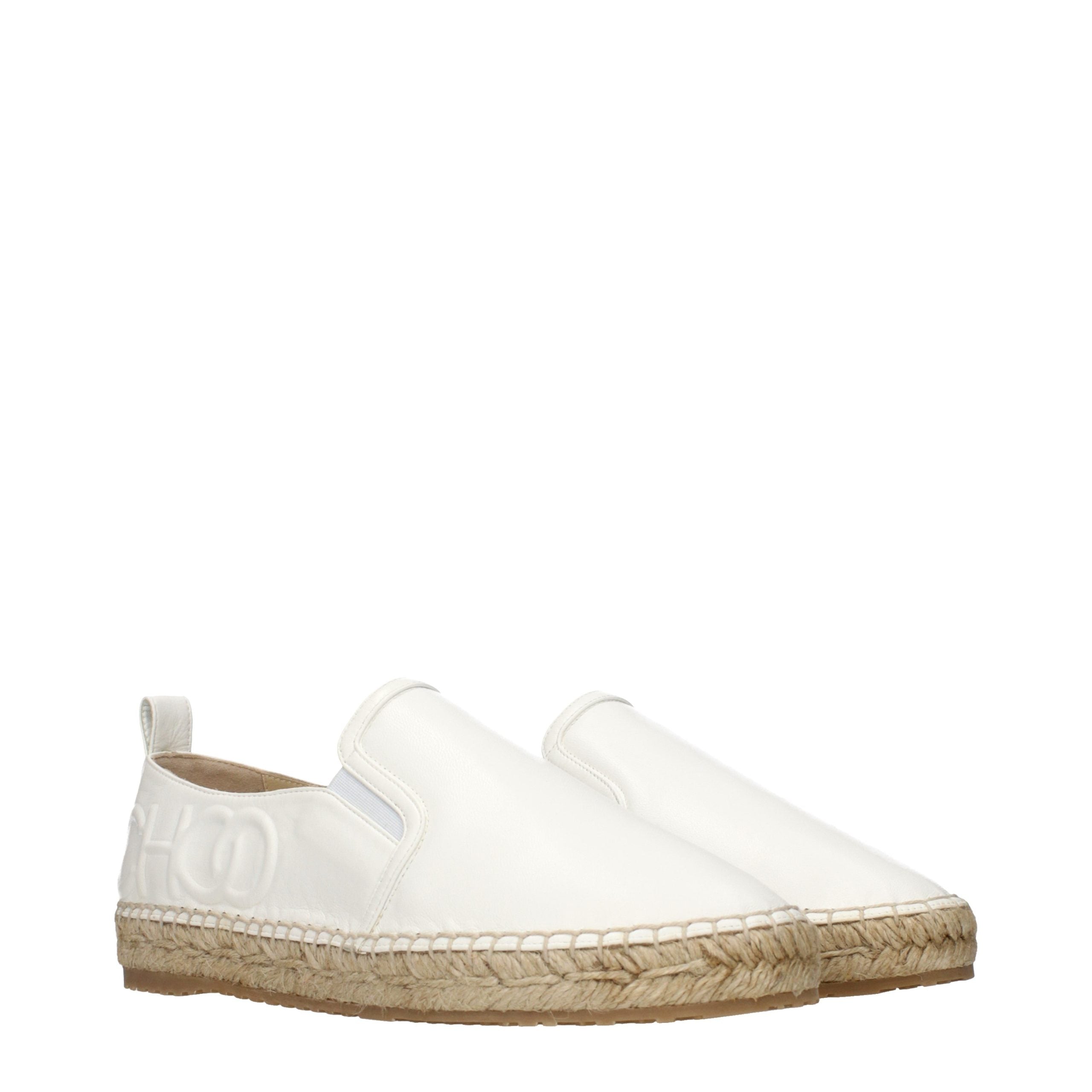Jimmy Choo White Leather Espadrilles - Luxury Boutique Co