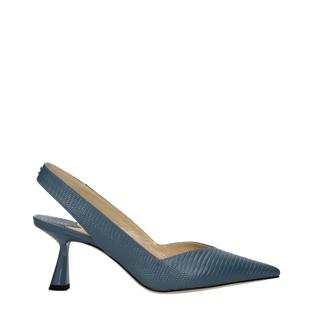 Jimmy Choo Blue Leather Mid Heel Pumps - Luxury Boutique Co