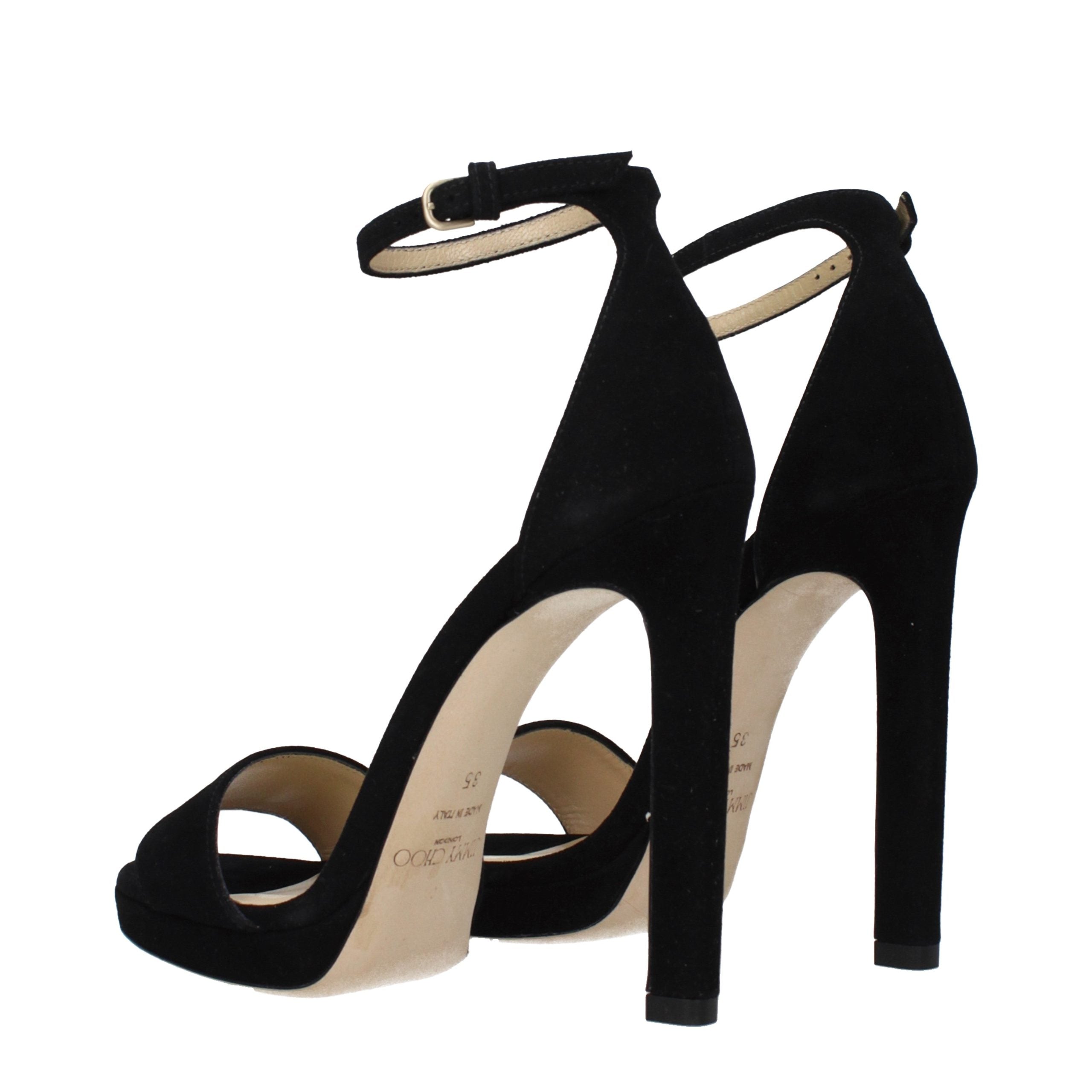 Jimmy Choo Black Leather Platform Sandals - Luxury Boutique Co