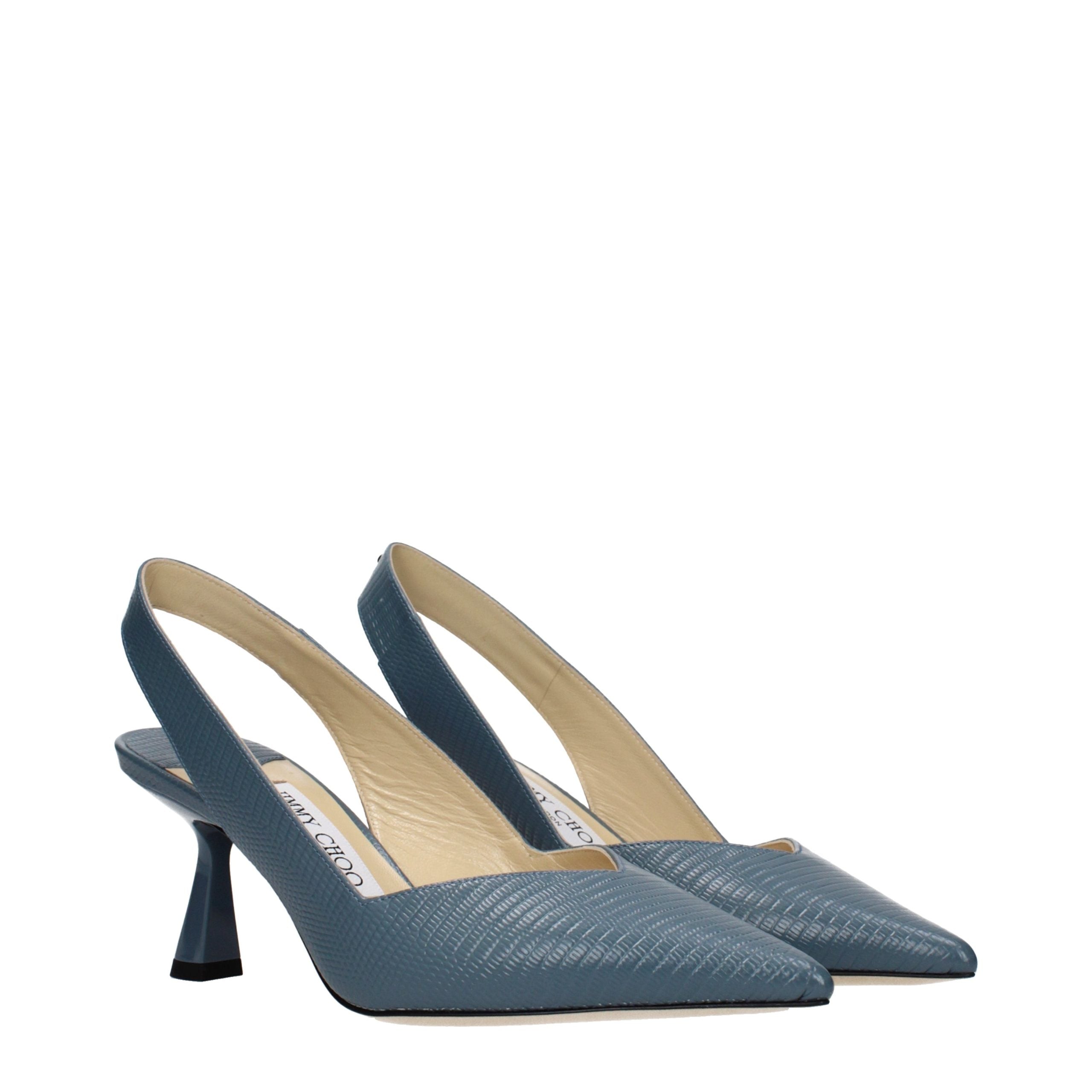 Jimmy Choo Blue Leather Mid Heel Pumps - Luxury Boutique Co