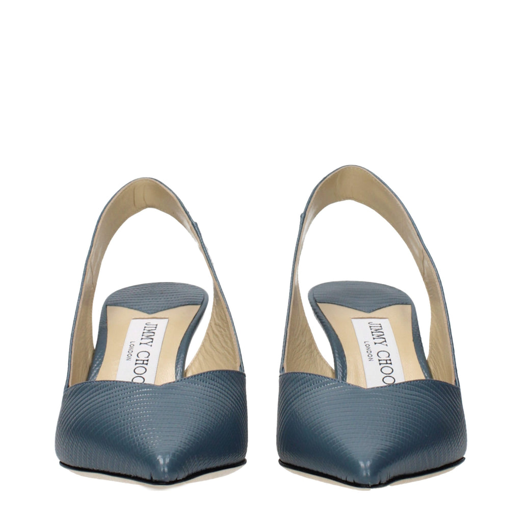 Jimmy Choo Blue Leather Mid Heel Pumps - Luxury Boutique Co