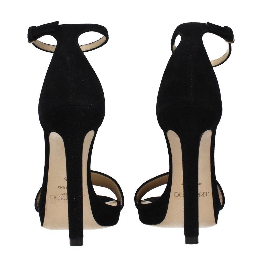 Jimmy Choo Black Leather Platform Sandals - Luxury Boutique Co