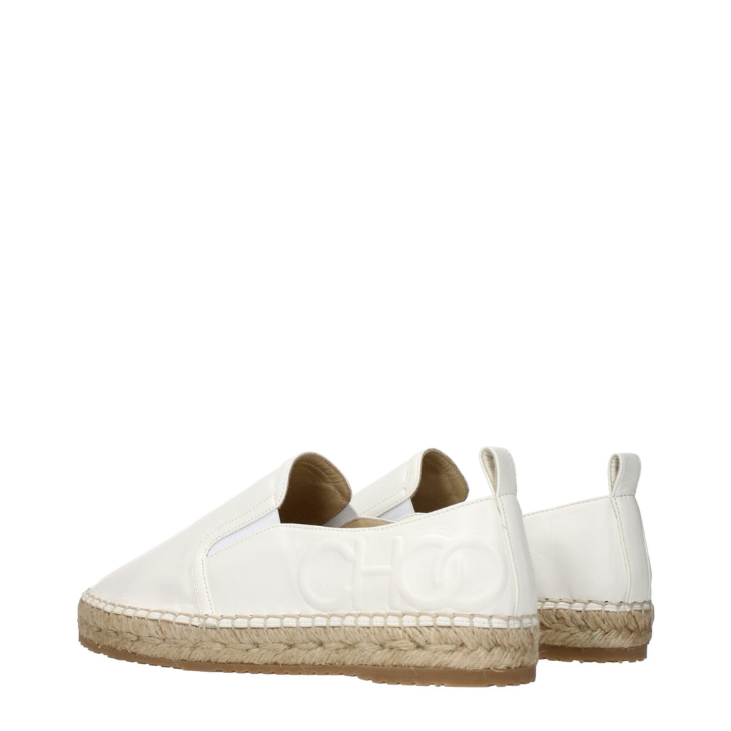 Jimmy Choo White Leather Espadrilles - Luxury Boutique Co
