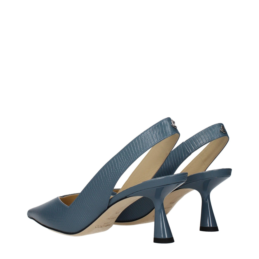 Jimmy Choo Blue Leather Mid Heel Pumps - Luxury Boutique Co
