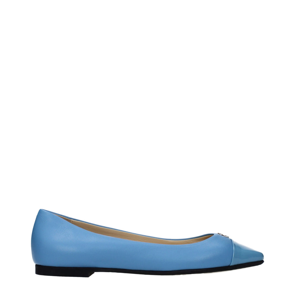 Jimmy Choo Light Blue Leather Ballet Flats - Luxury Boutique Co