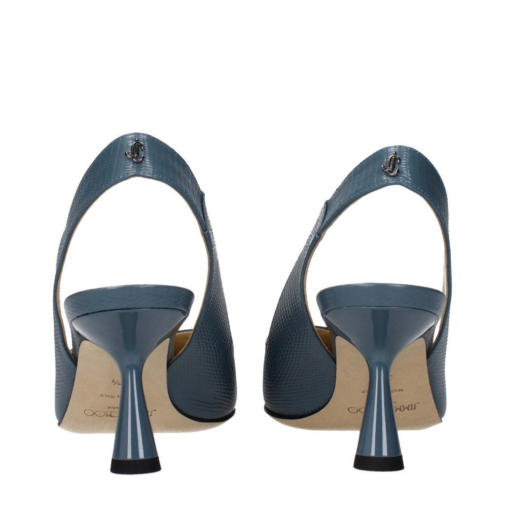 Jimmy Choo Blue Leather Mid Heel Pumps - Luxury Boutique Co